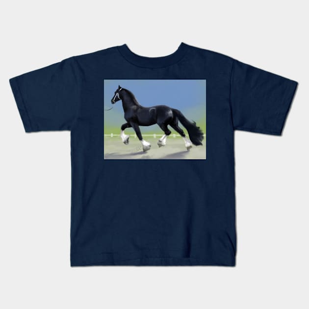 Trotting Friesian Cross Kids T-Shirt by KJL90